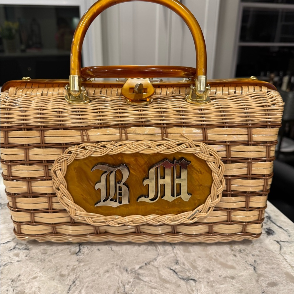 Brown and Tan Satchel with Gold Accents